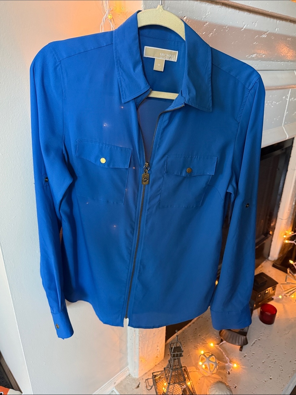 Michael Kors Royal Blue Zip-Front blouse